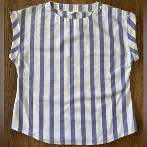 Vintage COS CAB Cream/Violet Pin Stripe Top w/Button Detail Stylish Spring SZ M